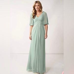 Azazie Noelia Bridesmaid Dress, approx. Size XL (16-18), Agave color